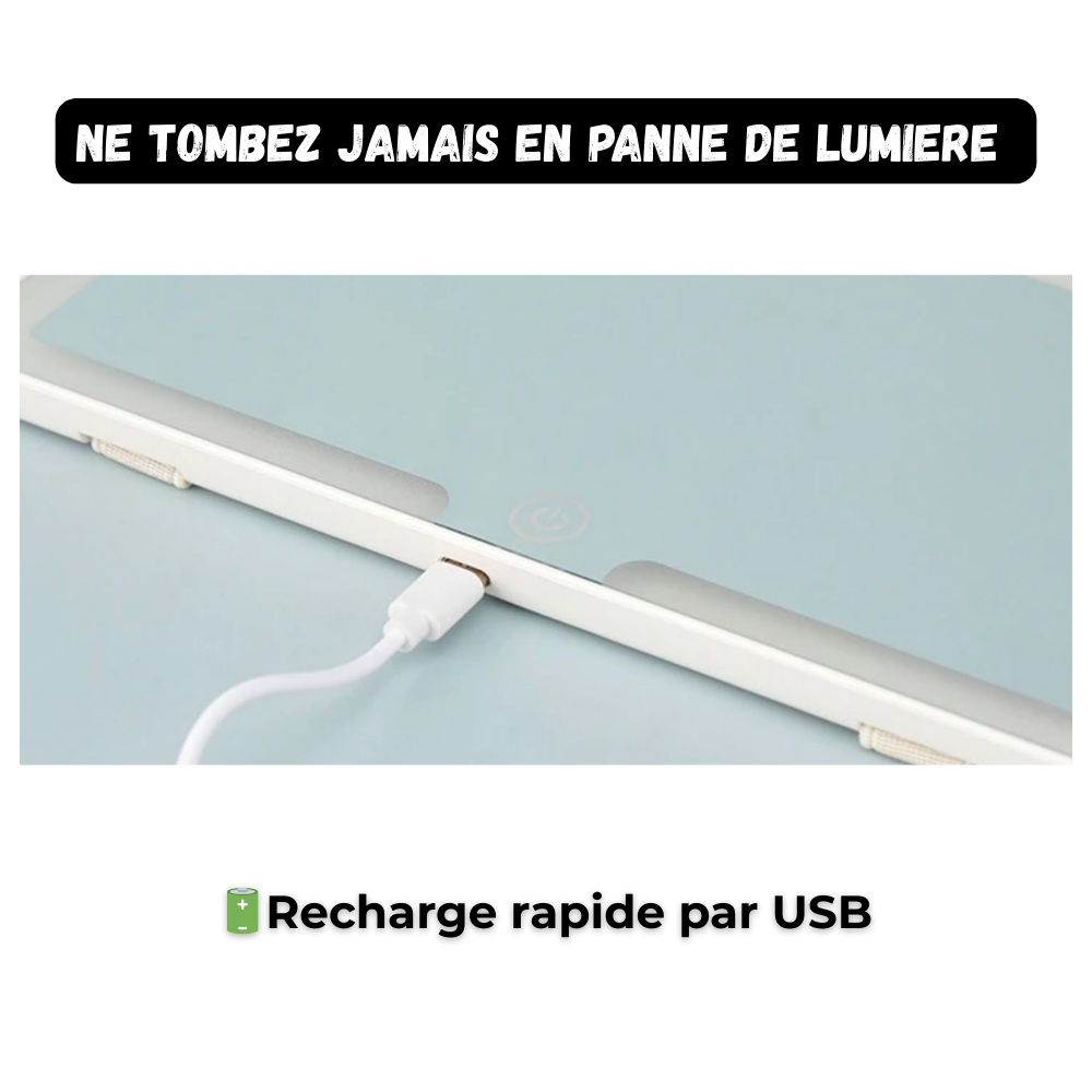 Miroir LED Tactile Rechargeable – Lumière Parfaite en Voiture